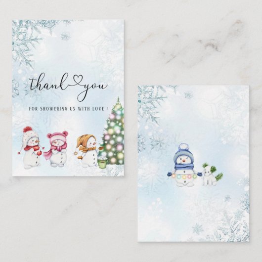 Winter Prettig Kerstmis Waterverf Baby Shower Notitiekaartje (Voorkant / Achterkant)