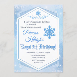Winter Princess Birthday Invitation Snow Queen Kaart