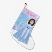 Winter Princess Brunette Hair Kleine Kerstsok (Voorkant (Hangend))