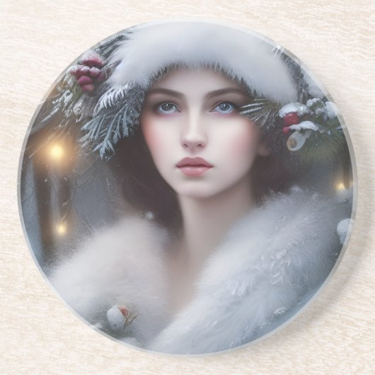 Winter Princess Holiday Zandsteen Onderzetter (Voorkant)