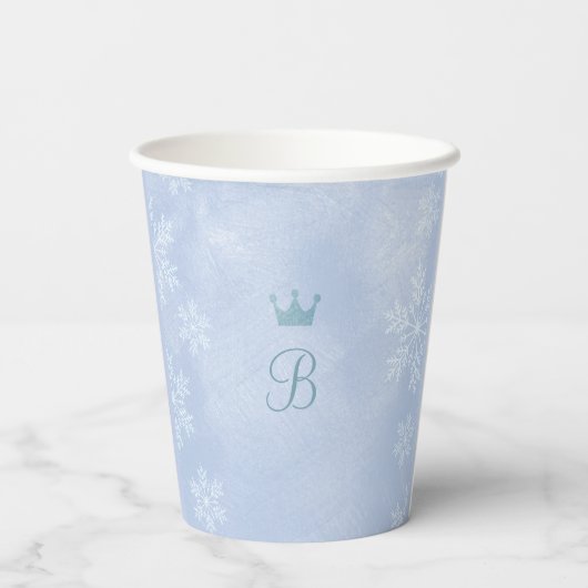 Winter Princess Party | Ice Blue & Gold Castle Papieren Bekers (Achterkant)