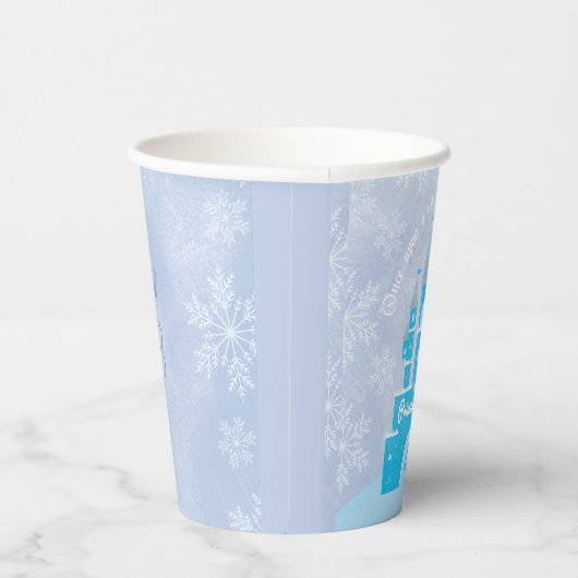 Winter Princess Party | Ice Blue & Gold Castle Papieren Bekers (Rechts)