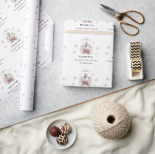 Winter Prinses Een Kleine Zwaan Baby Shower Cadeaupapier