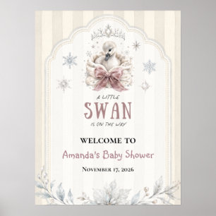 Winter Prinses Een Kleine Zwaan Baby Shower Welkom Poster