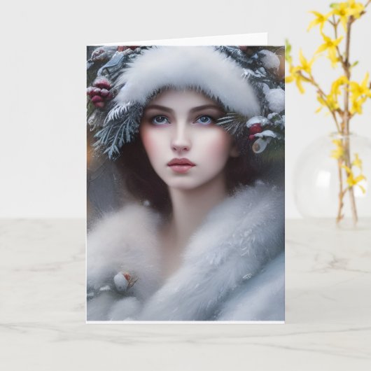 Winter Prinses Holiday Card Kaart (Gele Bloem)