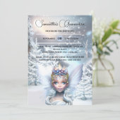 Winter prinses sprookjesblauw bos sneeuw maanlicht kaart (Staand voorkant)