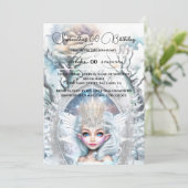 Winter prinses strass kroon betoverd bos kaart (Staand voorkant)