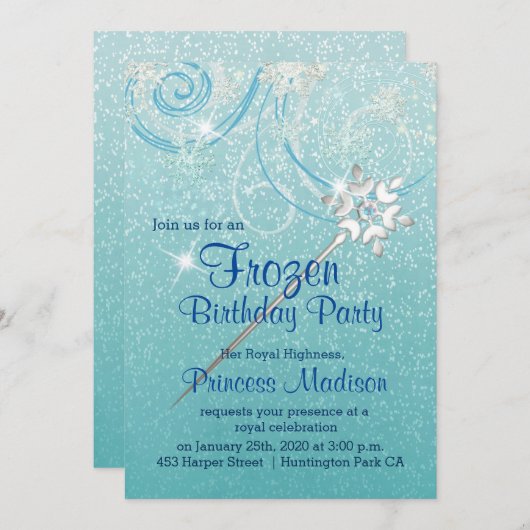 Winter Prinses Verjaardag Uitnodiging (Voorkant / Achterkant)