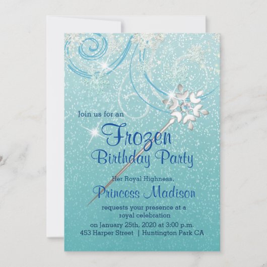 Winter Prinses Verjaardagsuitnodiging Kaart (Voorkant)