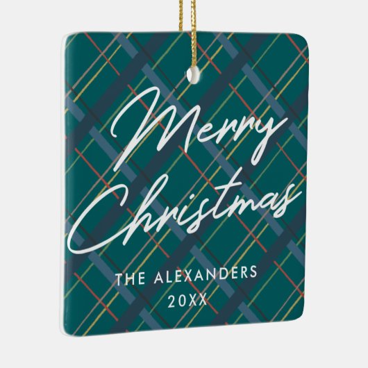 Winter Pset Merry kerstversiering - groen Keramisch Ornament (Rechts)