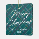 Winter Pset Merry kerstversiering - groen Keramisch Ornament (Links)