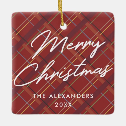 Winter Pset Merry kerstversiering - Rood Keramisch Ornament (Voorkant)