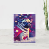 Winter Pug Puppy Wenskaart Kaart (Voorkant)