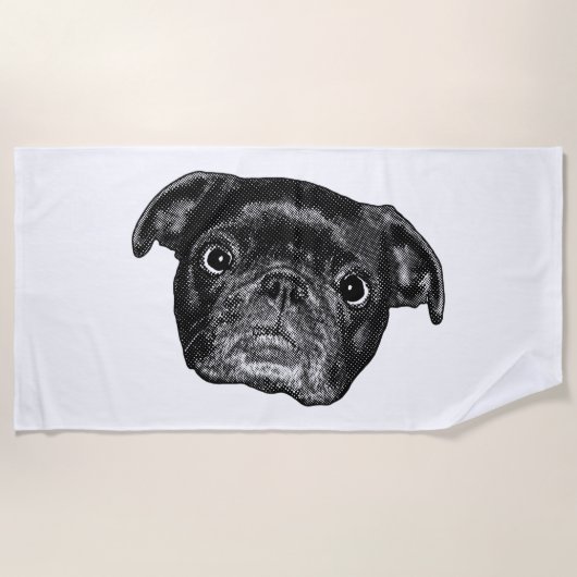 Winter Pug Stippen Handdoek (Voorkant)