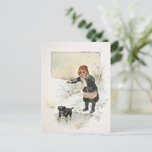 Winter Puppy op Thin Ice  Briefkaart (Staand voorkant)