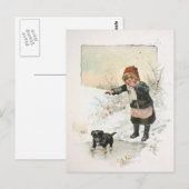 Winter Puppy op Thin Ice Briefkaart (Voorkant / Achterkant)