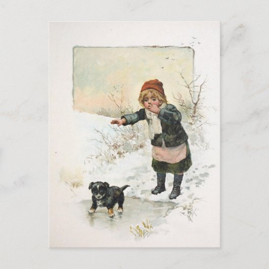 Winter Puppy op Thin Ice Briefkaart (Voorkant)