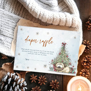 Winter Puppyluier Raffle Kerstboom Pugin Baby Informatiekaartje