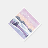 Winter Purple Hills Watercolor Servet (Hoek)