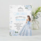 Winter Quinceañera-feest uitnodiging (Staand voorkant)