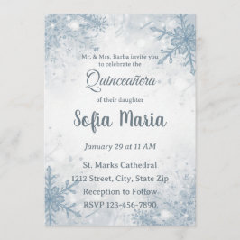 Winter Quinceañera Uitnodiging – Sneeuwvlokken, Zi