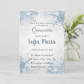 Winter Quinceañera Uitnodiging – Sneeuwvlokken, Zi (Staand voorkant)