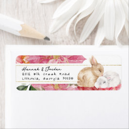 Winter Rabbit Bloem | Retouradreslabel Etiket