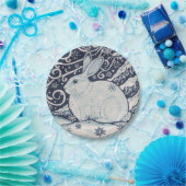Winter Rabbit Blue & White Delft Dedham Papieren Bordje (Feest)