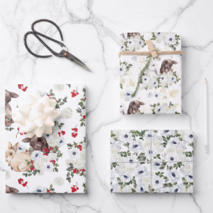 Winter Rabbit Floral Chinees Nieuwjaar Inpakpapier Vel
