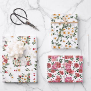 Winter Rabbit Floral Chinees Nieuwjaar Inpakpapier Vel