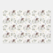 Winter Rabbit Floral | Nieuw jaar China Inpakpapier Vel (Voorkant 2)