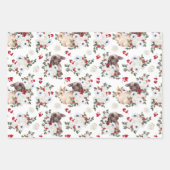 Winter Rabbit Floral | Nieuw jaar China Inpakpapier Vel (Voorkant)
