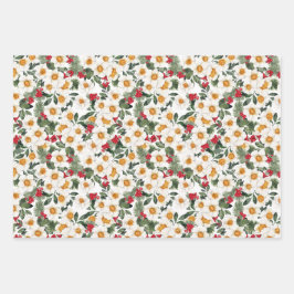 Winter Rabbit Floral | Nieuw jaar China Inpakpapier Vel