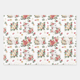 Winter Rabbit Floral | Nieuw jaar China Inpakpapier Vel