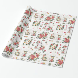 Winter Rabbit Floral | Partij voor de verjaardag Cadeaupapier