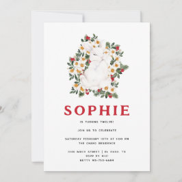 Winter Rabbit Floral | Partij voor de verjaardag Kaart