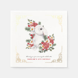 Winter Rabbit Floral | Partij voor de verjaardag Servet