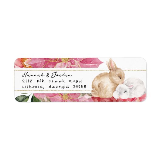 Winter Rabbit Floral | Retouradreslabel Etiket (Voorkant)