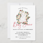 Winter Rabbit Floral | Uitnodiging tot Baby shower (Voorkant)