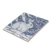 Winter Rabbit Hare Snow Denim Blue Dedham Delft Tegeltje (Zijkant)
