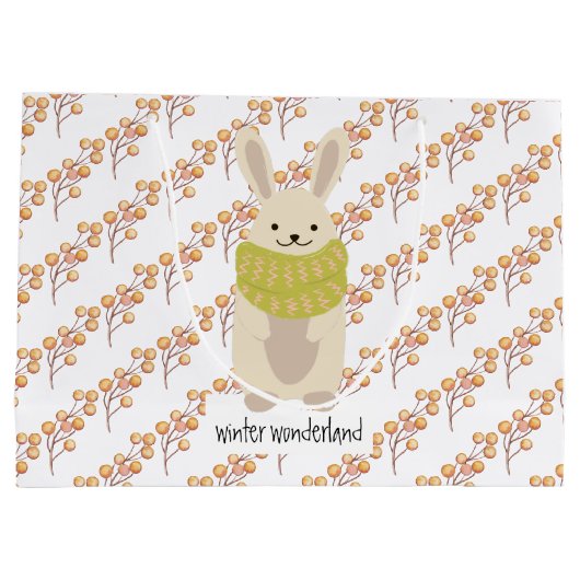 Winter Rabbit With His Striped Scarf Groot Cadeauzakje (Achterkant)