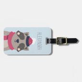 Winter Raccoon gepersonaliseerde tas Label | hemel Bagagelabel (Voorkant horizontaal)