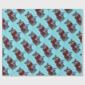 Winter Raccoon met Bluebird Cadeaupapier (Vlak)