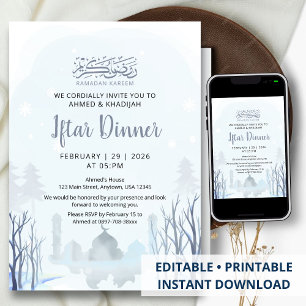 Winter Ramadan Iftar-dineruitnodiging Moskee Kaart