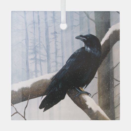 Winter Raven Forest Glas Ornament (Voorkant)