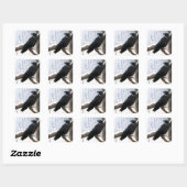 Winter Raven Forest Vierkante Sticker (Vel)
