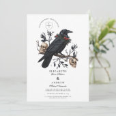 Winter Raven Gothic Wedding Kaart (Staand voorkant)