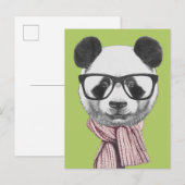 Winter Ready Panda Beer Briefkaart (Voorkant / Achterkant)