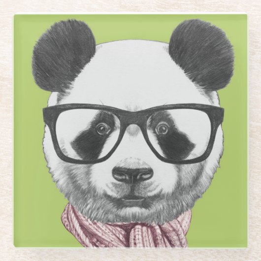 Winter Ready Panda Beer Glazen Onderzetter (Voorkant)