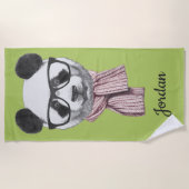 Winter Ready Panda Beer | Jouw namen toevoegen Strandlaken (Voorkant)